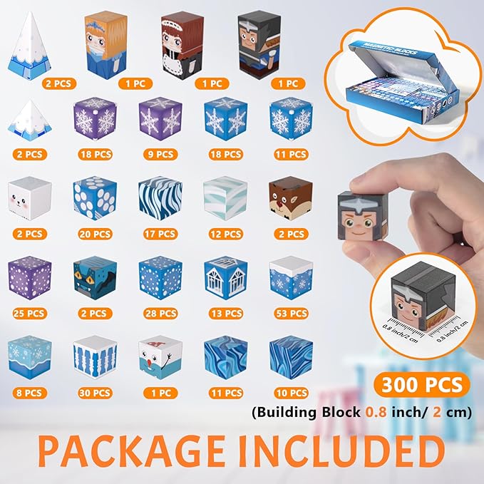 Vdealen 300 PCS Magnetic Blocks-Magnetic Building Blocks Stacking Magnetic Cubes Toy for Kids STEM Montessori Sensory Toys for Boys and Girls Age 3 4 5 6 7 8 9 10 11 12 Christmas Birthday Gift