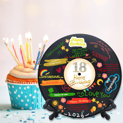 Vinyl Record Sweet 18 Birthday Decorations 11.6"X11.6", 18th birthday decorations Party Favor Sign Poster, 18th Birthday Guest Book Alternative, Great Sweet 18 Gifts for Girls or Boys (18 Years Old)