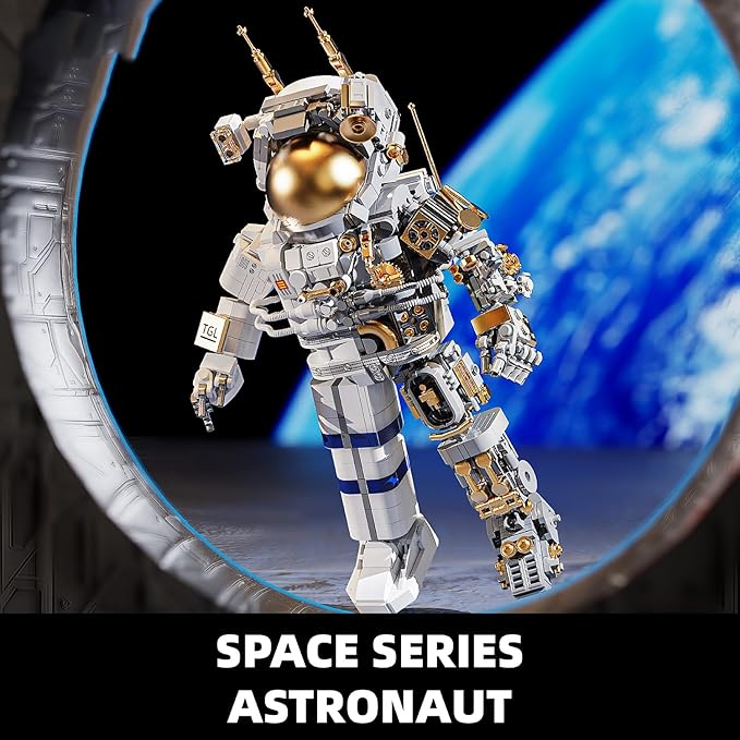 Space Astronaut Building Block Set860Pcs Spaceman Building Toys with Display Stand Cool Translucent Design Collection for Home Office Decor Christmas Birthday Gift for Adults&amp Boys Age 8-12
