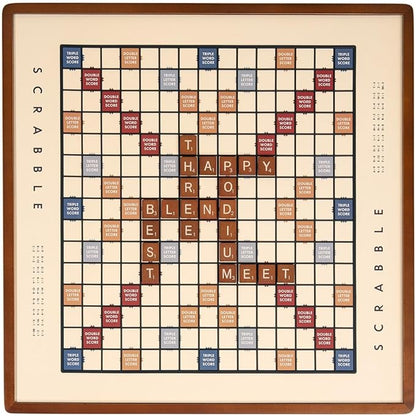 Scrabble Trivial Pursuit and Cribbage 3-in-1 Premium Game Collection by WS Game Company with Rotating Wooden Cabinet Reversible Game Board and Built-in Storage Family Board Games for 2-6 Players