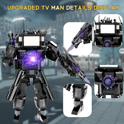 Bentex Toilet Upgraded Titan TV Man Figure Building Block Set Upgraded Cameraman Speakerman Game Model Collectible Building Bricks Birthday Gift for Adults Fans (857pcs)