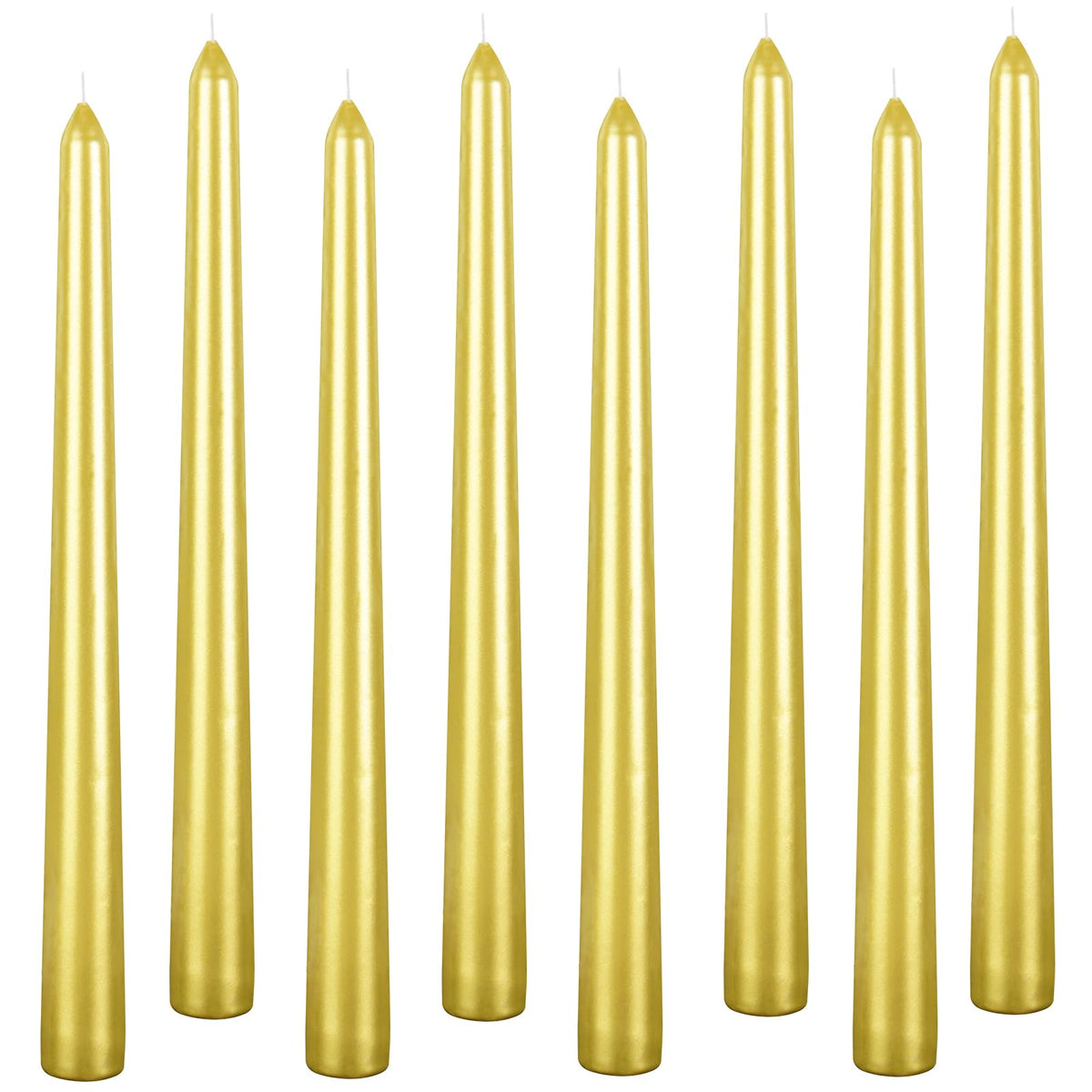 10 Inch Taper Candle, Set of 12,Tapered Candles Burn for 7 Hours, Long Sticks,Tall Candlesticks, Dinner Party, Wedding, Halloween (12pcs, Gold)