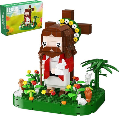 Jesus Building Block Set Cross Bible Story Jesus Figures Creative Christian Toy Easter Christian Gift for Adults and Kids (354 Pcs)