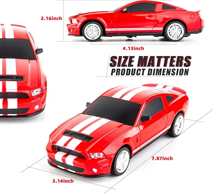 BDTCTK Remote Control 1/24 Ford Mustang Shelby GT500 RC Model Car Toys for 6+ Kids and Adults Red