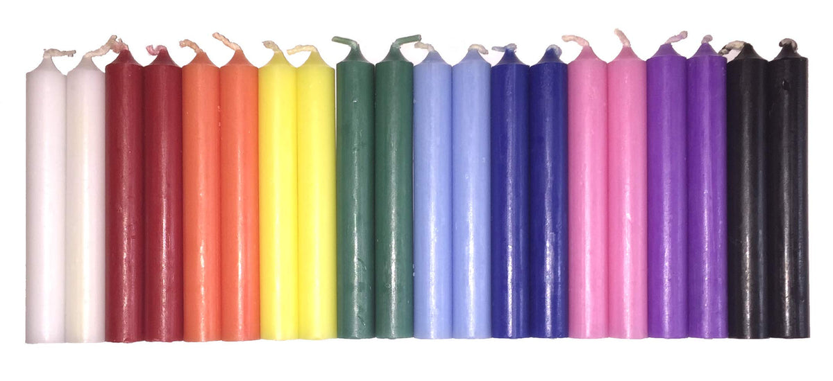 Biedermann & Sons Multicolor Chime Candles (Set of 20), Unscented Dripless Tapers, 4 Inch Tall 0.5 Inch Diameter, 2 Hour Burn, Colorful Sticks for Angel Chime Carousels and Chime Holders