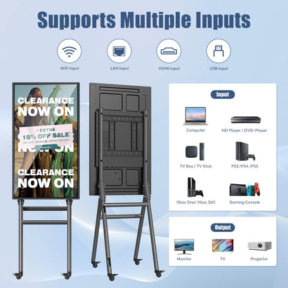 QIXZOCV MWE 43 Inch Mobile Digital Signage Display Touchscreen Kiosk with Flight Case, Portable LCD Screen with Screen Mirroring App Publishing, Advertising Display Poster, Android OS