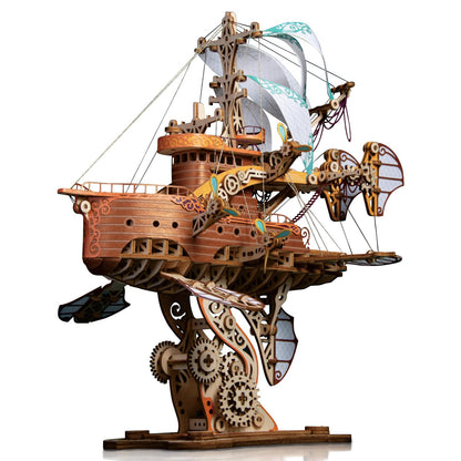GuDoQi 3D Wooden Puzzles for Adults, DIY Fantasy Spaceship Model Kit, Educational Brain Teaser for Adults to Build, DIY Assembly Kit, Woodcraft Kit, Make Your Own Gifts for Christmas Day