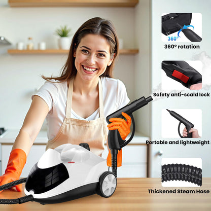 Steam Cleaner 1.5L Steamer for Cleaning Fast Heating 6-in-1 Multi-Surface with 8 Accessories UL499 Certified Heavy Duty Steam Cleaner for Home, Car, Floors, Sofas, Tiles, Grout Steam Cleaners