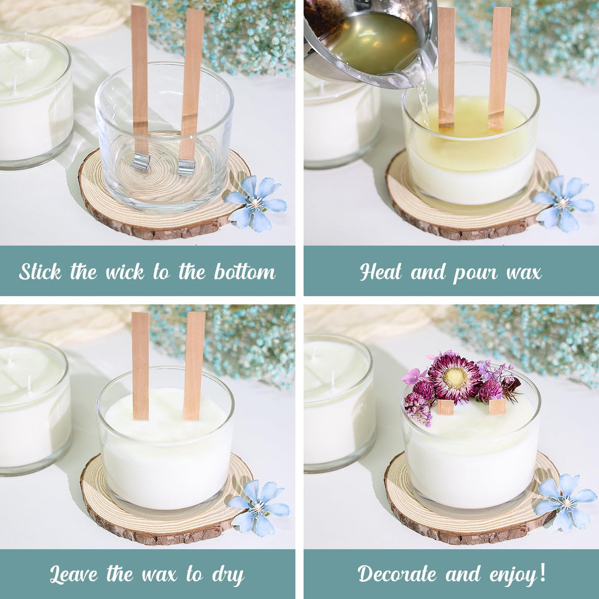 SUPMIND 16 fl. oz Candle Jars 6 Pack - 3 Wick Large Empty Clear Glass Candle Making Vessels with Bamboo Lids, Bulk Candle Jars for Making Candles Containers - Dishwasher Safe
