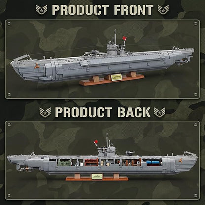 Wyiauy Military Submarine Building Set Military Submarine Model Kit for Adults WW2 History Collectible Home Decorfor Adult Sets for Men Building Sets for Adults