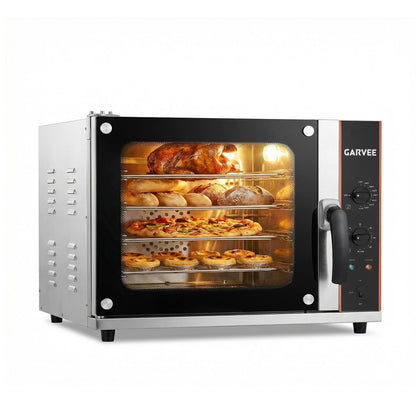 Commercial Convection Oven 2.3 Cu.ft, 2400W High Power 4-Tier Countertop Oven, 68L/60Qt, Stainless Steel Baking Electric Oven with 4 Trays & Timer & Clip Gloves, 120V, for Restaurant Shop