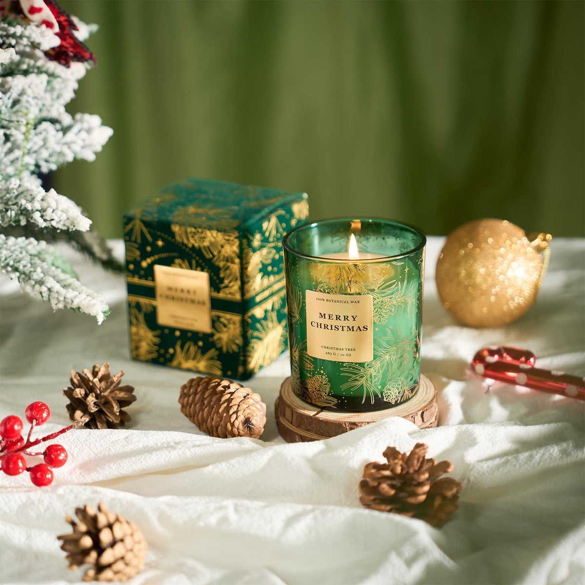 M&SENSE Holiday Scented Candle Gift for Women and Men - Christmas Tree, 10 oz Soy Wax, Birthday, Holiday, Christmas,New Year Gift