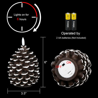 Lasumora LED Flameless Pinecone Candles with 6H Timer, Waxy Pillar Candles, Christmas Candle 2 Pack Flickering Acorn Decor Woodsy for Fall Christmas Decor(Brown, 3.5 x 6 Inch)