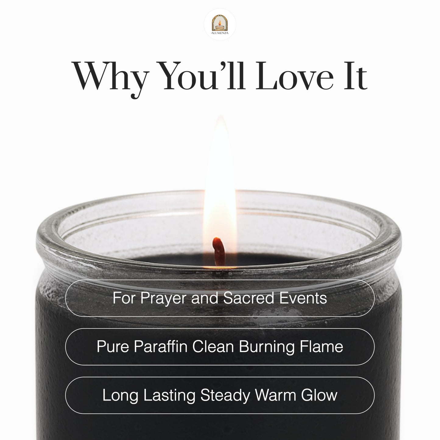 Alumenza 3 Pack Black 7 Day Candles in Glass Jar – Paraffin Wax, Clean Burning Unscented | Large & Tall Devotional Prayer Pillar Candles for Home, Memorial, Spells, Long Lasting