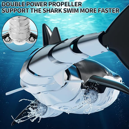 2.4GHz Remote Control Shark Toys for Boys1:18 Scale High Simulation Shark Toys with Light &amp Spray RC Sharks for Pools &amp Lakes Toy Shark Boat Gift for 4 5 6 7 8 9 Year Old Kids Boys Girls