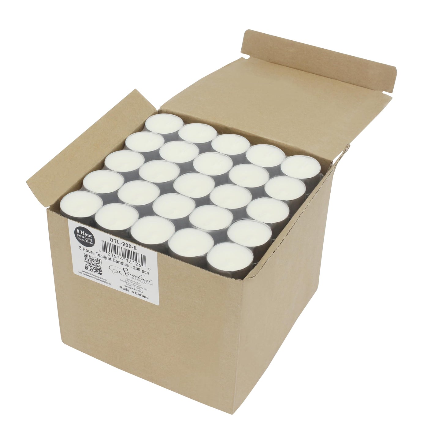 Stonebriar 200 Pack 8 Hour and 192 Pack 6-7 Hour Unscented Extended Burn Time Tea Light Candles