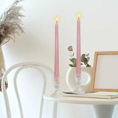 10 Inch Taper Candles Handmade Smokeless Set of 4 – Rose Scent Tapered Candles in Pink, Candle Sticks for Wedding, Home Decor, and Dinner Table