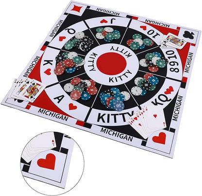 Michigan Rummy Board Game Set Tripoley Game Felt Mat Foldable Family Original Combination of Joker RummyHearts and Poker Includes 2 Decks of Cards and 200 Numbered Poker Chips