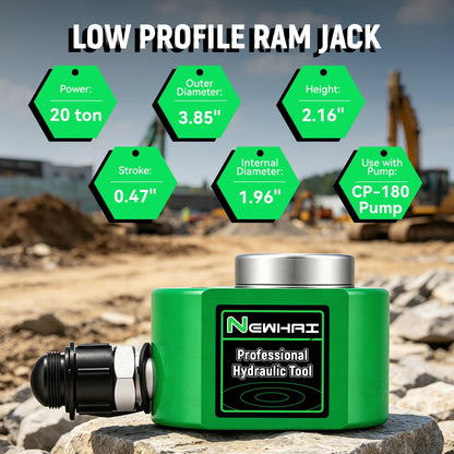 20 Ton Porta Power Ram Kit for Confined Spaces Mini Hydraulic Cylinder 0.47" Stroke with CP-180 Hand Pump Portable Hydraulic Jack for Precise Lifting in Tight Gaps Equipment Repair