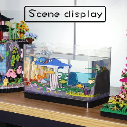 Fish Tank Building Blocks Toy SetsCreative Ideals Aquarium Building Blocks(Can add Water and Charge Light Effects) Best Choice for 6+ Boys Girls or Adults