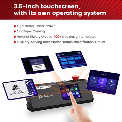 AlgoLaser 10W Laser Engraver Machine - Laser Engraver/Cutter with 3.5" Smart Touchscreen & AlgoOS System, 12000mm/min Speed, 0.05mm Laser Spot, Laser Engraving for Metal, Wood, Glass & Leather
