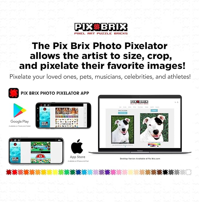 Pix Brix Pixel Art Puzzle Bricks - Mona Lisa 6400 Pieces - Patented Colorful Building Bricks to Recreate This Famous Print Create Builds Without Water Iron or Glue