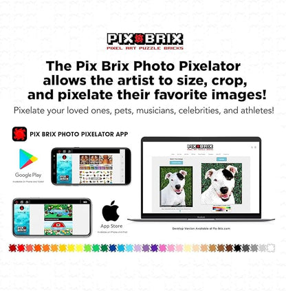 Pix Brix Pixel Art Puzzle Bricks - Mona Lisa 6400 Pieces - Patented Colorful Building Bricks to Recreate This Famous Print Create Builds Without Water Iron or Glue