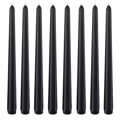 8 Pack 10 Inch Black Taper Candle Set, 7/8 Inch Unscented Driples Candlesticks for Home Decoration, 6-7 Hours Burn