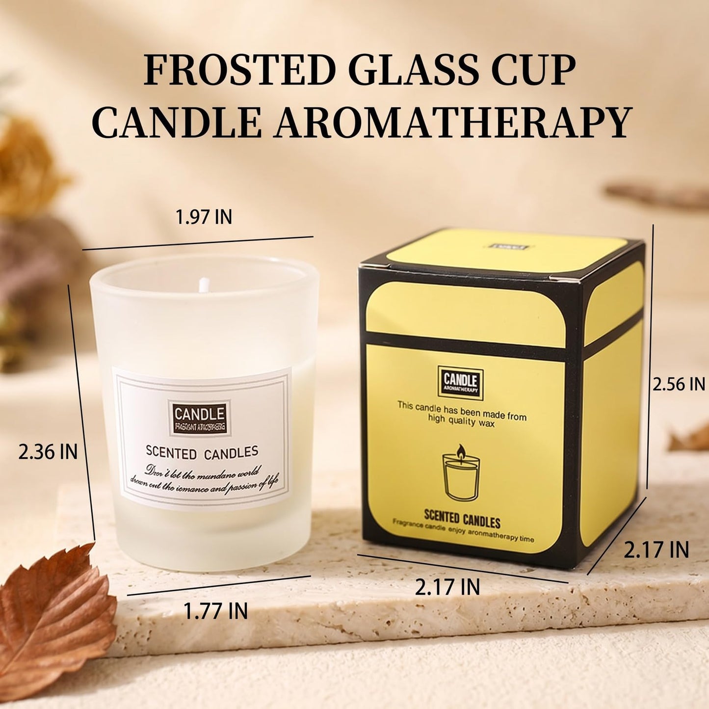 LAMKHOO Handmade Soy Wax Candle Set — Frosted Glass Jar, Smokeless Amber Woods Scent, 2-Pack Black & White, 4.5 Oz