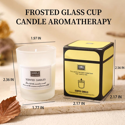 LAMKHOO Handmade Soy Wax Candle Set — Frosted Glass Jar, Smokeless Amber Woods Scent, 2-Pack Black & White, 4.5 Oz