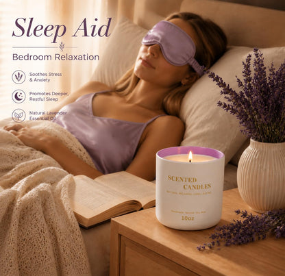 Lanttu Lavender Scented Candle for Home Decor, 10 oz Natural Soy Wax Jar Candles, 39 Hours Long Lasting Burning Candles for Mom Friend Birthday Housewarming Gift