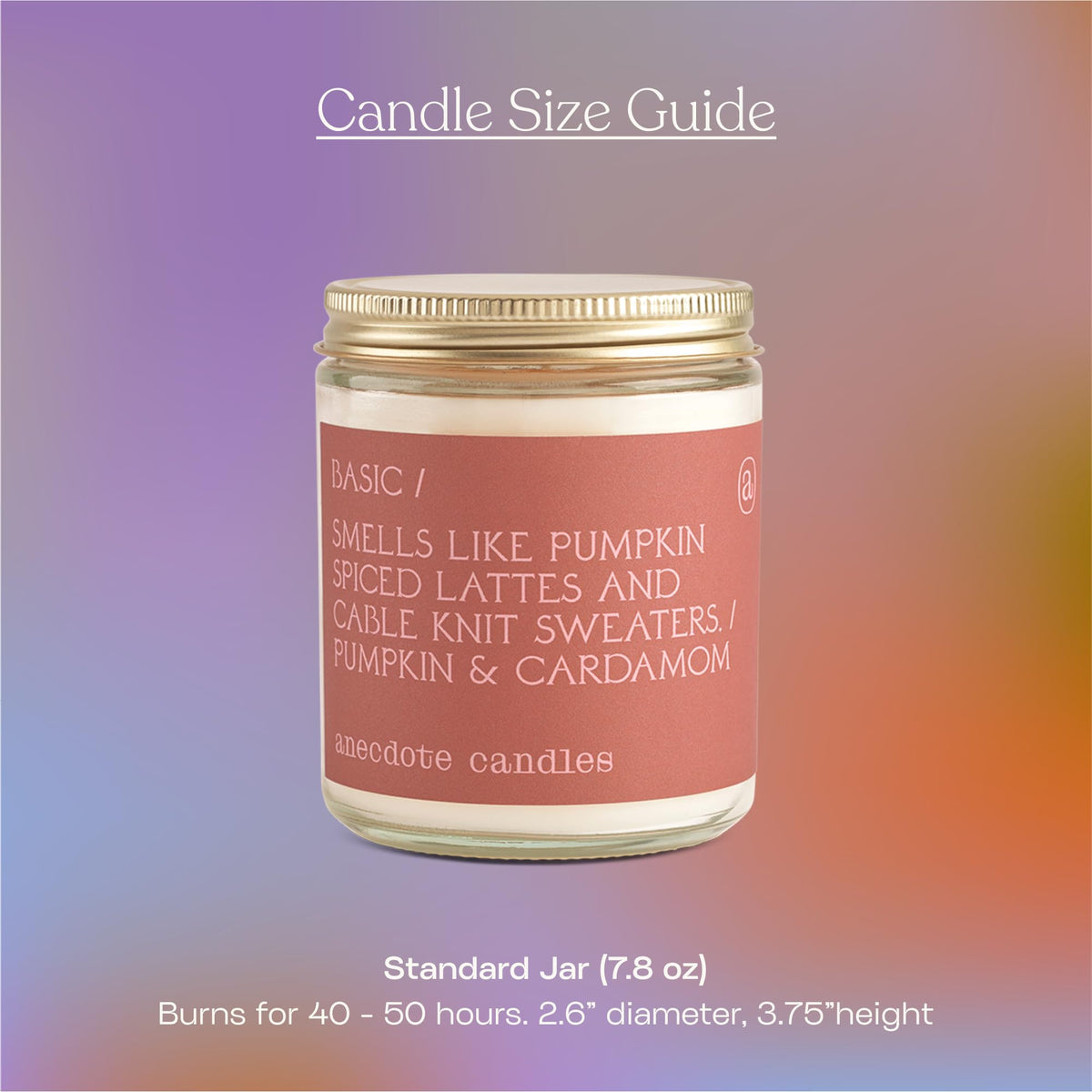 Anecdote Candles ‘Basic' Coconut Soy Wax Candle Jar | Premium Hand Poured & Long Burning | Pumpkin & Cardamom Scent | Phthalate-Free | for Home, Office, Gift - 7.8 Oz
