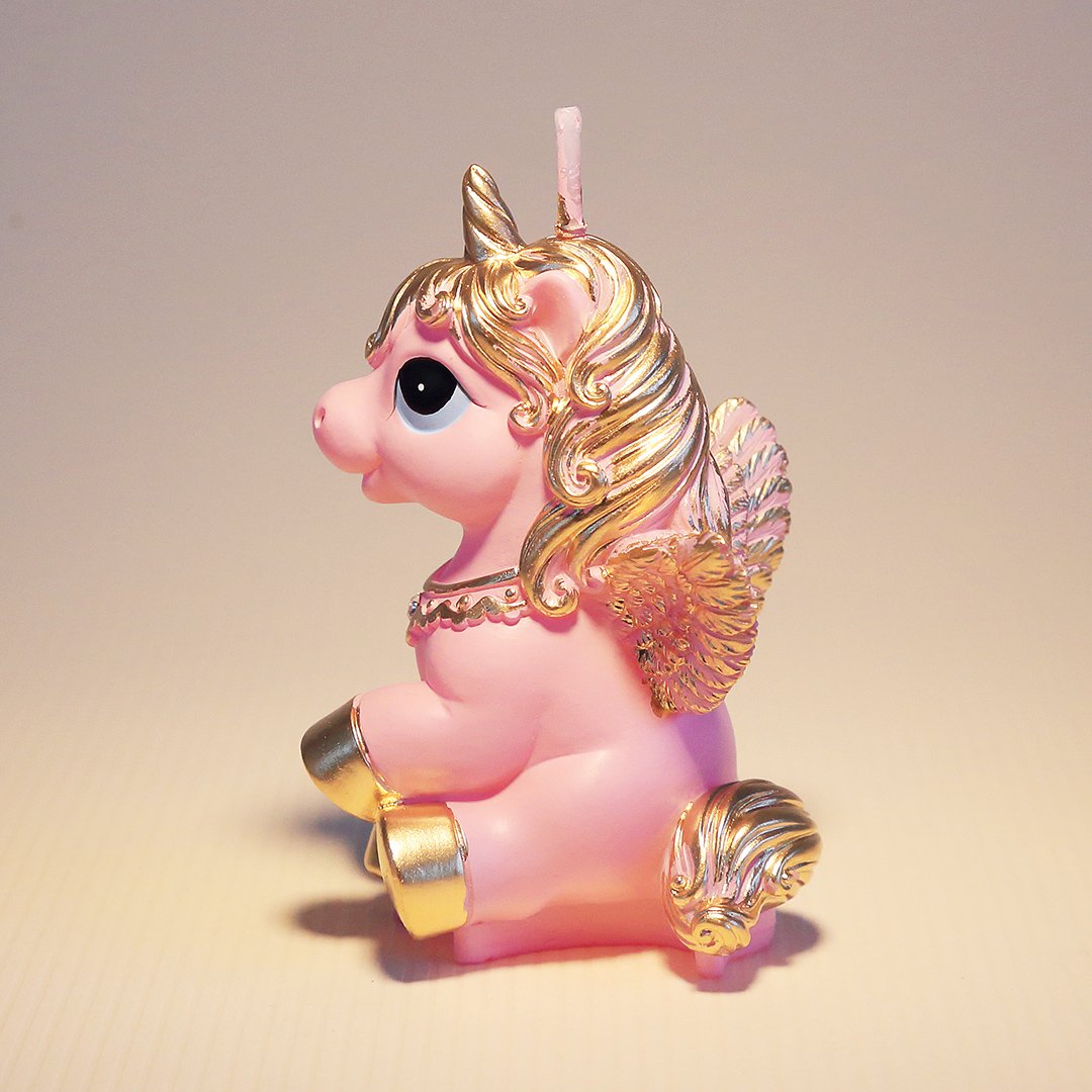 Birthday Candles Smokeless Cake Topper Unicorn Candle for Party Supplies and Wedding Favor (Pink)