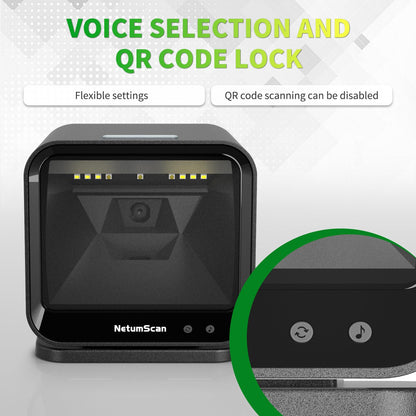 NetumScan USB Barcode Scanner, Automatic Hands-Free 1D 2D QR Code Reader, Plug-and-Play for POS Systems, Retail, Warehouse & Inventory Management - DP9280G(NS)