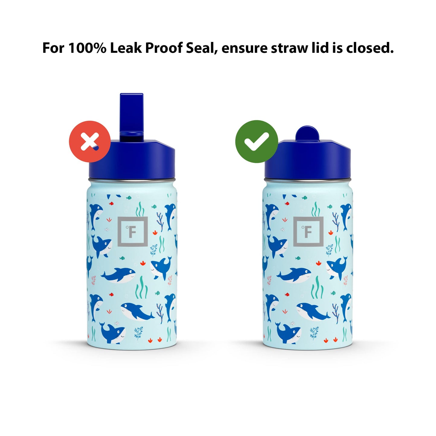 IRON °FLASK Kids Water Bottle - Straw Lid, 20 Name Stickers, Vacuum Insulated Stainless Steel, Double Walled Tumbler Travel Cup, Mug - Roadtrip, 14 Oz