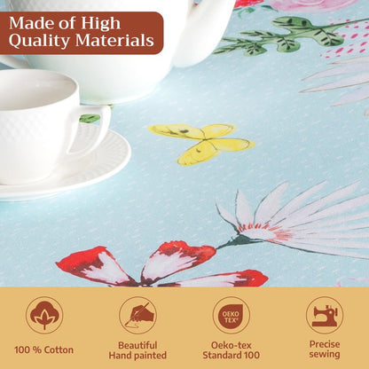 Maison d' Hermine Table Cloth Rectangle Table 100% Cotton 54 x 72 Inches Tablecloth Reusable Decorative for Dining Kitchen Room Farmhouse Home Gifts for Mothers day Spring Summer - Jardin D'Ete - Mint