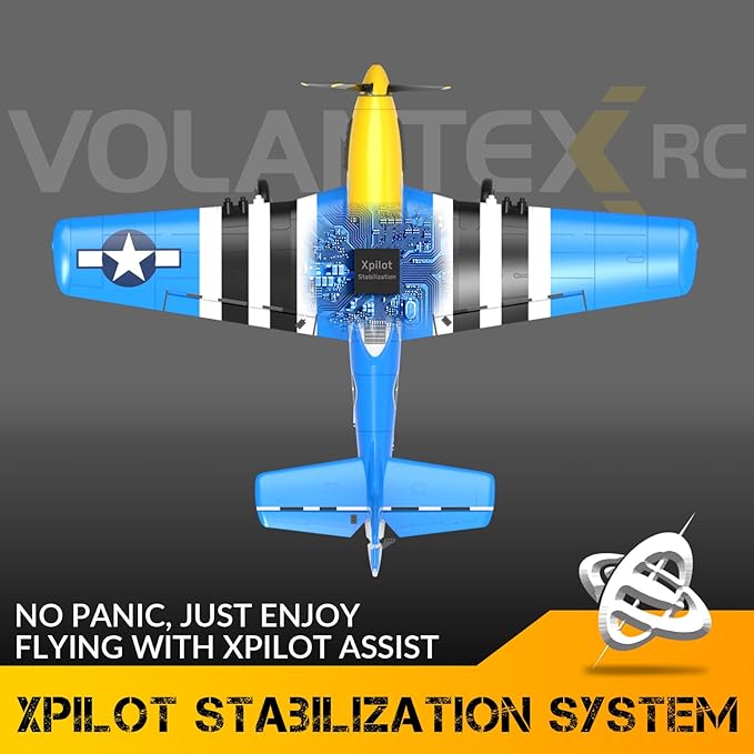 Remote Control Airplane for Adults P51 Mustang 4 Channel RC Plane with 6-Axis Gyro Aerobatic WW2 Warbird Fighter Glider Park Flyer Gift
