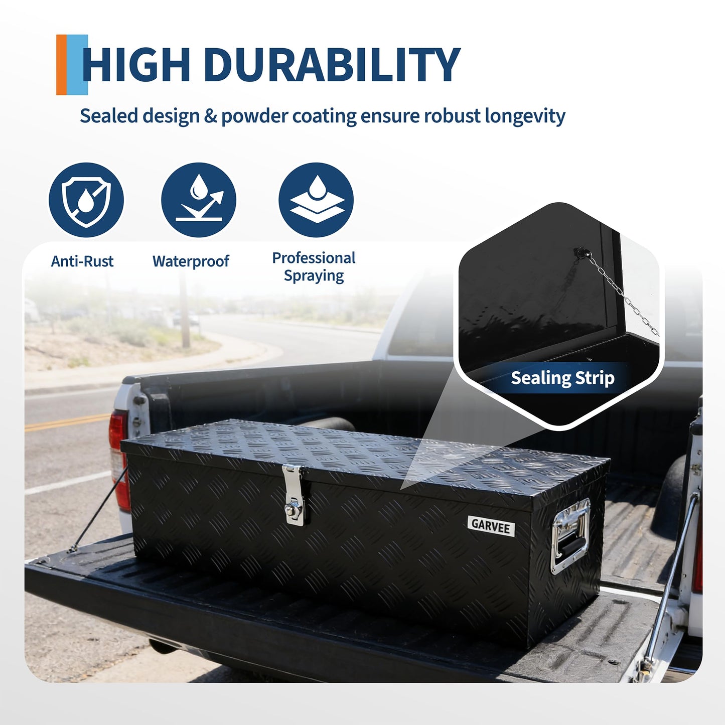 EliteEdge Heavy Duty Aluminum Truck Bed Tool Box with Lock, Diamond Plate Tool Chest Storage Organizer with Side Handles for Pickup Trucks, RV, Trailers, Black, 39 x 13 x 10 Inches