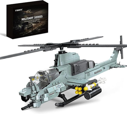 AH-1Z Viper Attack Helicopter Building Block Set (597 Pieces) - Compatible with Lego Plane Set Military Aircraft Model Kit Gifts for Adults