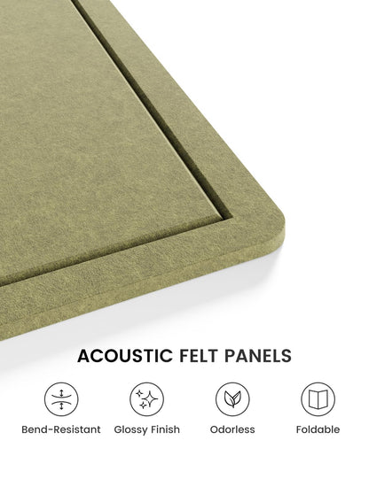 Fluxynara Bulletin Board, 23.6" x 17.5" Cork Board Alternative with 12 Safe Removable Adhesive Tabs, Foldable Felt Pin Board for Home Office, Classroom, Bedroom,Entryway for Walls—Olive Green