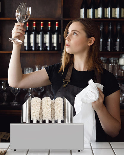 GarveeTech Electric Wine Glass Polisher with 8 Pure Cotton Brushes