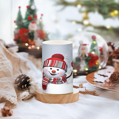 ALAZA Christmas Cute Snowman Winter Flickering Flameless Candles Battery Operated with Remote Timer,Tea Light Candles LED Pillar Votive Candles Set of 2 for Outdoor Indoor Decorations