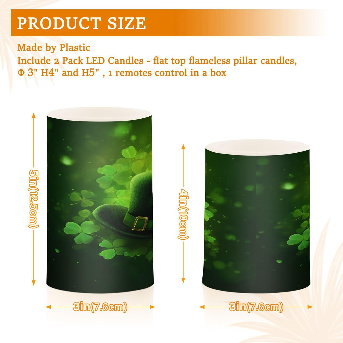 Flameless Candles Battery Operated St Patrick's Day Clover Flickering Led Pillar Candles With Remote Control Black Green Shamrock Colour Changing Warm Light Candles For Halloween Christmas Wedding