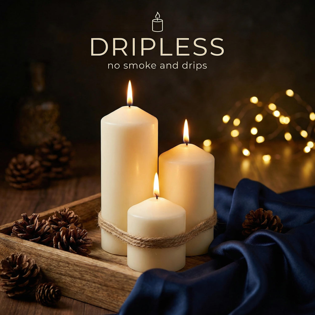 6 Pcs Individually Wrapped Pillar Candles Bulk, 2x3 2x6 2x8 Inch, Unscented Dripless Smokeless, Hurricane Candles for Wedding Party, Spa, Home Decor (6 Ivory Pointed-tip, 2 x 3/6/8 Inch)