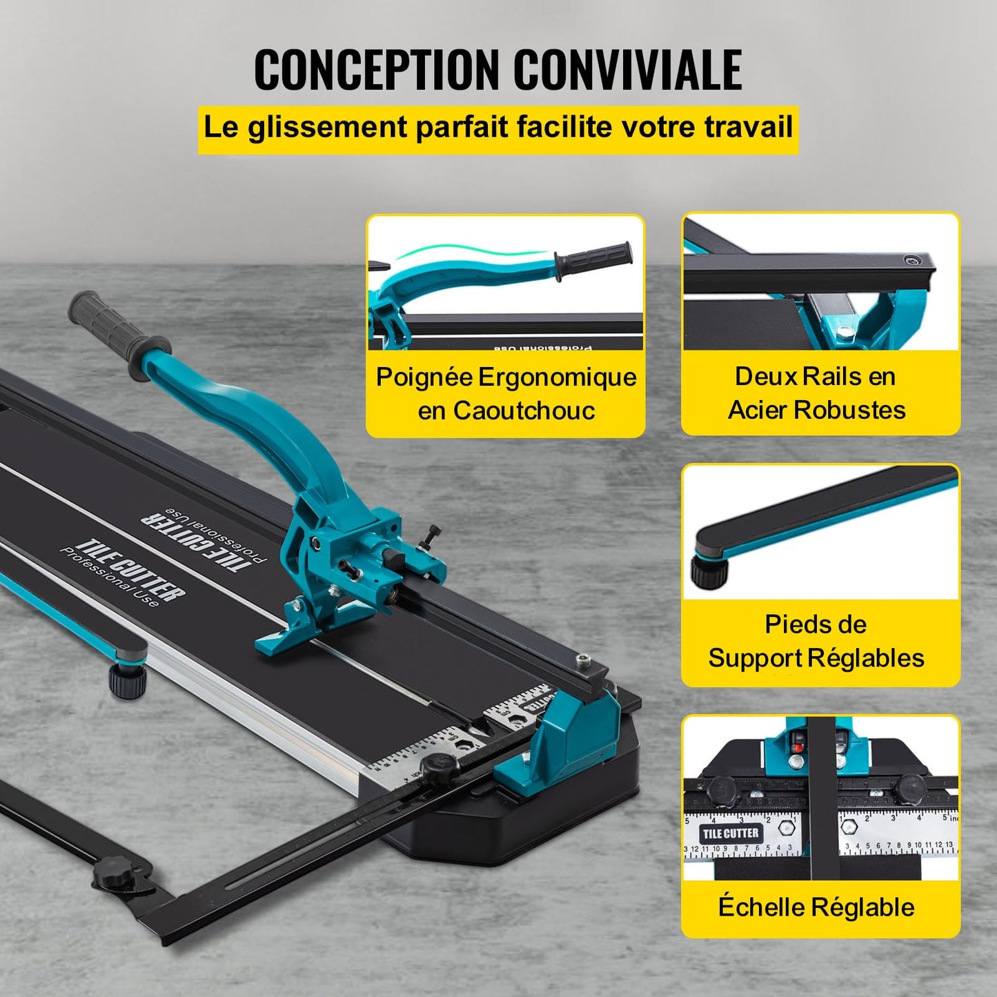 Mophorn 48 Inch Tile Cutter Single Rail Double Brackets Manual Tile Cutter 3/5 in Cap w/Precise Laser Manual Cutter Tools for Precision Cutting (48 Inch)