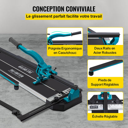 Mophorn 48 Inch Tile Cutter Single Rail Double Brackets Manual Tile Cutter 3/5 in Cap w/Precise Laser Manual Cutter Tools for Precision Cutting (48 Inch)