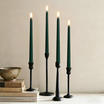 Ni-JASW Green Flameless Taper Candles with Remote, Flickering Battery LED Candlesticks Spring Home Decor Set of 4