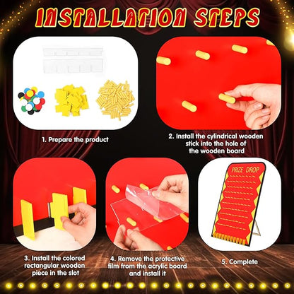 Blosssound 41.3 x 29.5 Extra Large Prize Drop Board Game Family Foldable Wood Disk Drop Game with 24 Colored Wooden Discs for Party Show Carnival Activity(Casino Style)