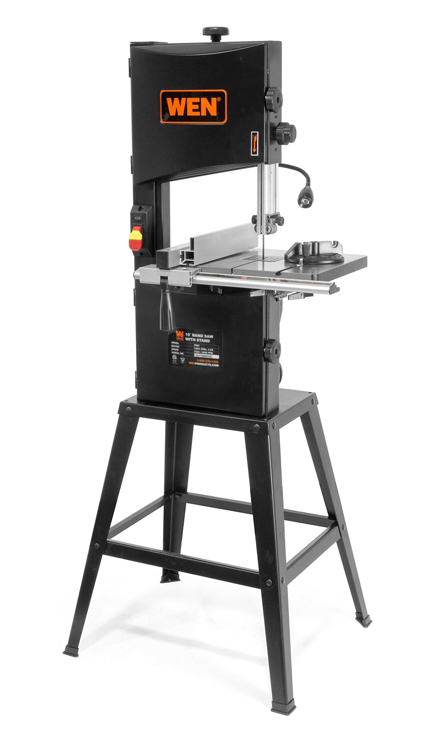 WEN Band Saw with Stand, 10-Inch, 3.5-Amp, Two-Speed (BA3962) & 6502T 4.3-Amp 4 x 36 in. Belt and 6 in. Disc Sander with Cast Iron Base