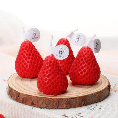 Nuanchu 8 Pieces Strawberry Candle Strawberry Shaped Scented Wax Mini Soy Wax Scented Cute Decorative Candle for Birthday Bedroom Bathroom Kitchen Decoration Parties, 2 Packs(Red)